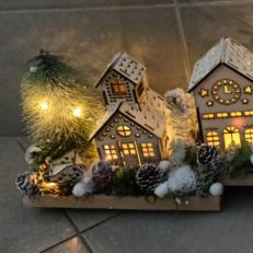 Adventní dekorace Vánoční vesnička překližka velká 2