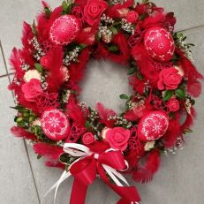 Velikonocní věnec kraslicovy červený